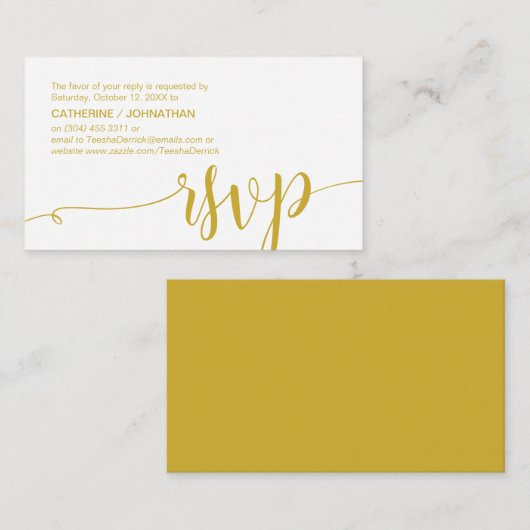 Prachtige Gele Goud, RSVP van de Wedding Party ant Informatiekaartje (Voorkant / Achterkant)