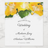 Prachtige gele hibiscus Flower Art Weddenschap Wijn Etiket (Enkel label)