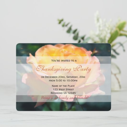 Prachtige gele roos bloemen Thanksgiving feest Kaart (Staand voorkant)