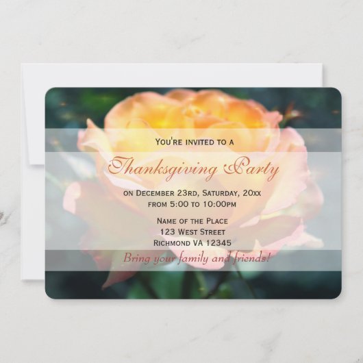 Prachtige gele roos bloemen Thanksgiving feest Kaart (Voorkant)