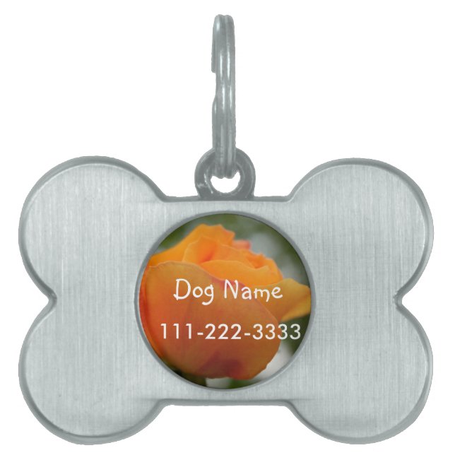 Prachtige gele rozenbloem fotografie. huisdieren naamplaatje (voorkant)