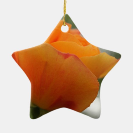 Prachtige gele rozenbloem fotografie. keramisch ornament (Voorkant)