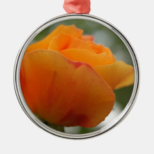 Prachtige gele rozenbloem fotografie. metalen ornament (Voorkant)