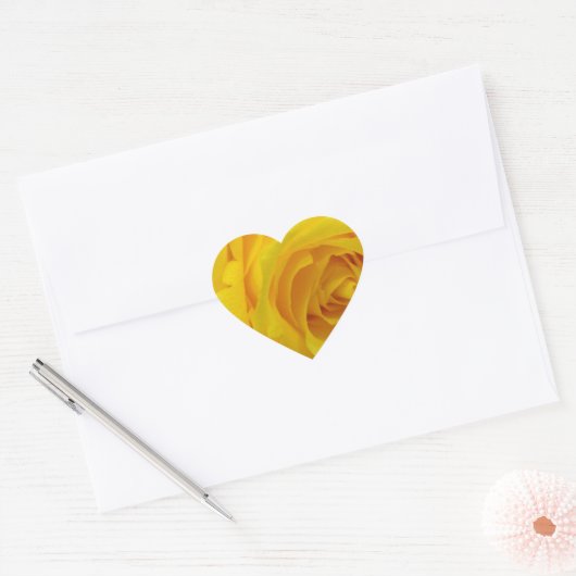 prachtige gele rozenbloem hart sticker (Envelop)
