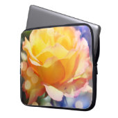 Prachtige gele rozenbloem in fancy bubbling laptop sleeve (Voorkant Links)