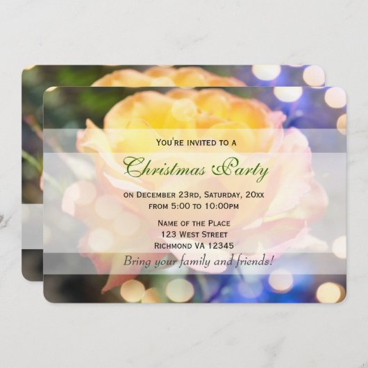 Prachtige gele rozenbloem Kerstfeest Kaart (Voorkant / Achterkant)