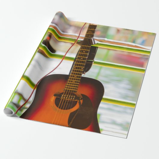 Prachtige geluiddempende gitaar cadeaupapier (Uitgerold)