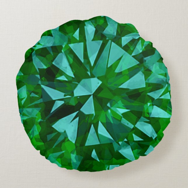 Prachtige Gem Green Rond Kussen (Achterkant)