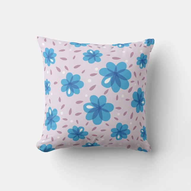 Prachtige, Gentle Blue Flowers Pattern Kussen (Voorkant)