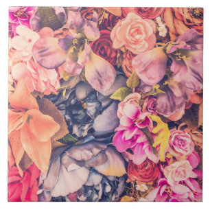 Prachtige geordende Floral Background Ceramic Tile Tegeltje