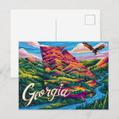 Prachtige Georgia Map Art Briefkaart (Voorkant / Achterkant)