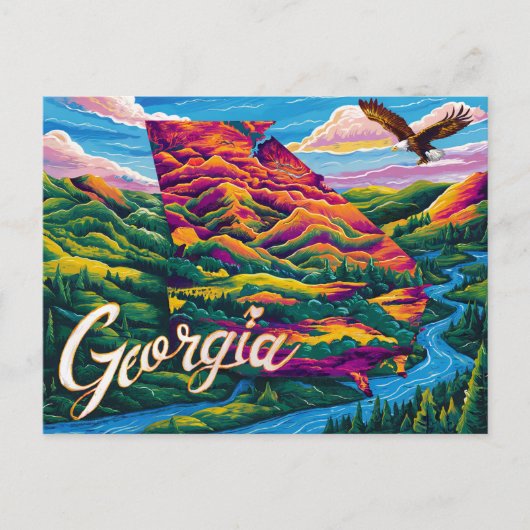 Prachtige Georgia Map Art Briefkaart (Voorkant)
