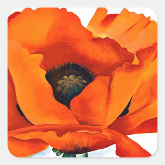 Prachtige Georgia O'Keefe Red Poppy Flower Vierkante Sticker (Voorkant)