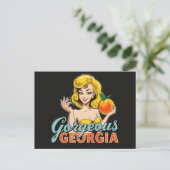 Prachtige Georgia Peach - Retro Pin-Up Art Briefkaart (Staand voorkant)