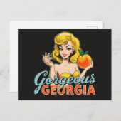 Prachtige Georgia Peach - Retro Pin-Up Art Briefkaart (Voorkant / Achterkant)