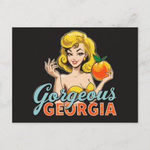 Prachtige Georgia Peach - Retro Pin-Up Art Briefkaart