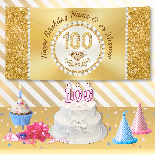 Prachtige gepersonaliseerde, 100e verjaardag banne spandoek