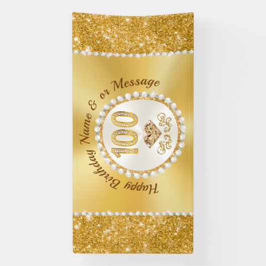 Prachtige gepersonaliseerde, 100e verjaardag banne spandoek (Verticaal)