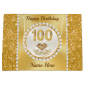 Prachtige gepersonaliseerde, 100e verjaardag gesch groot cadeauzakje (Voorkant)