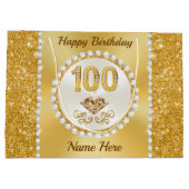 Prachtige gepersonaliseerde, 100e verjaardag gesch groot cadeauzakje (Achterkant)