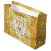 Prachtige gepersonaliseerde, 100e verjaardag gesch groot cadeauzakje (Voorkant Gekanteld)
