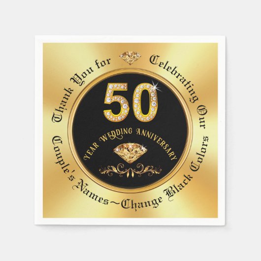 Prachtige, gepersonaliseerde 50e Jubileum servette Servet (Voorkant)