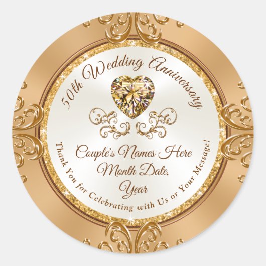Prachtige gepersonaliseerde 50e Jubileum Stickers (Voorkant)