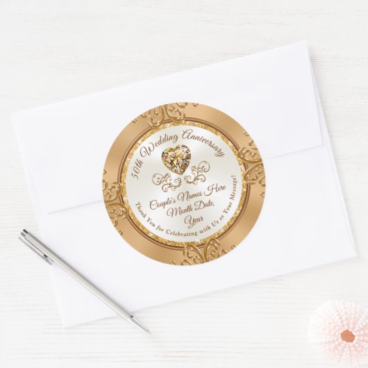 Prachtige gepersonaliseerde 50e Jubileum Stickers (Envelop)
