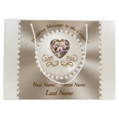 Prachtige, gepersonaliseerde bruiloft geschenkzakk groot cadeauzakje (Achterkant)