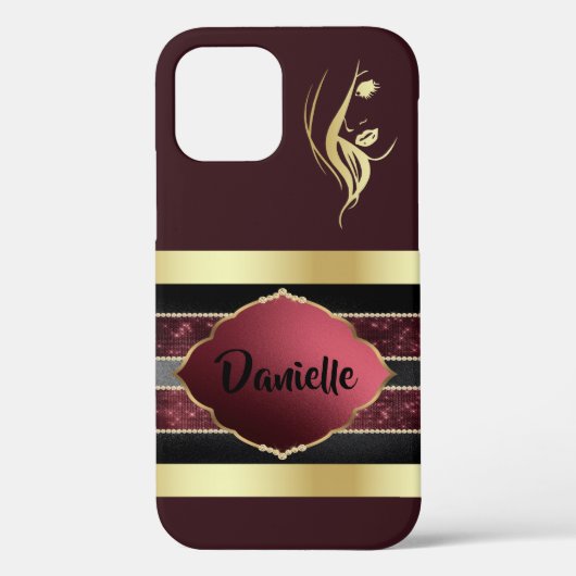 Prachtige gepersonaliseerde Gold/Maroon iPhone Cas Case-Mate iPhone Case (Achterkant)