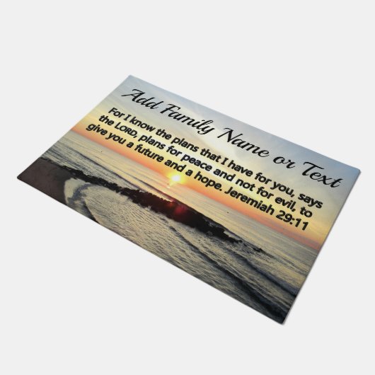 PRACHTIGE GEPERSONALISEERDE JEREMIA 29:11 ZONSOPGA DEURMAT (Schuin)