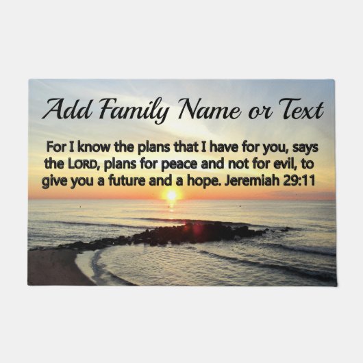 PRACHTIGE GEPERSONALISEERDE JEREMIA 29:11 ZONSOPGA DEURMAT (Voorkant)