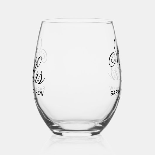 Prachtige gepersonaliseerde Mr en Mrs Wedding Wijnglas Zonder Voet (Links)