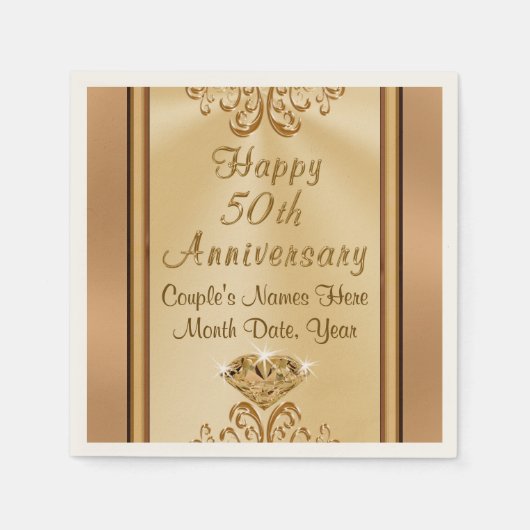 Prachtige gepersonaliseerde servetten van het 50e (Voorkant)