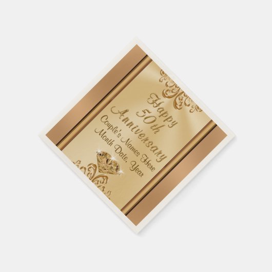 Prachtige gepersonaliseerde servetten van het 50e  (Hoek)