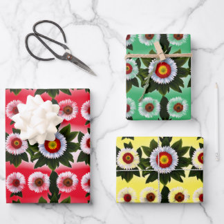 Prachtige Gerbera bloem rood, groen, geel  Inpakpapier Vel