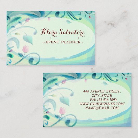 Prachtige, Geweldige, mooie groene bloemen Visitekaartje (Voorkant / Achterkant)