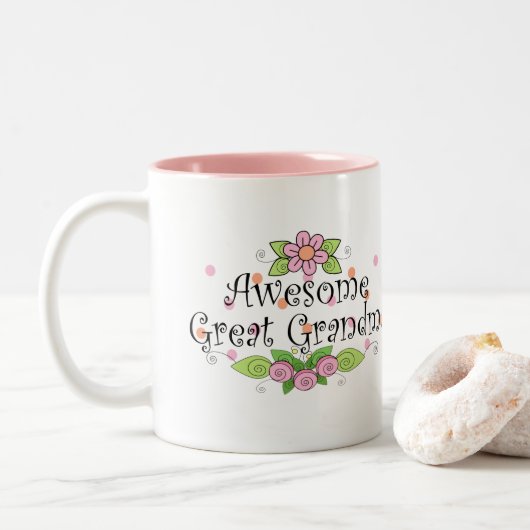 Prachtige geweldige overgrootmoeder tweekleurige koffiemok (Met donut)