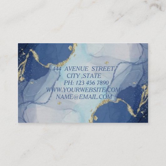Prachtige Geweldige, prachtige blauwe marmer Visitekaartje (Achterkant)