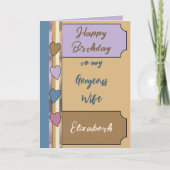 Prachtige geweldige vrouw met bruine lila verjaard kaart (Voorkant)