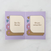 Prachtige geweldige vrouw met bruine lila verjaard kaart (Binnen)