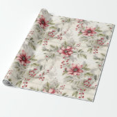 Prachtige gezellige kerst tartan bloemen cadeaupapier (Uitgerold)