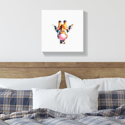 Prachtige giraffe blaasbubbelsteen canvas afdruk (Insitu (Slaapkamer))