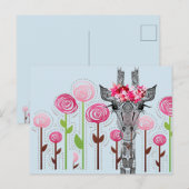 Prachtige giraffe met bloemkroon in tuin briefkaart (Voorkant / Achterkant)