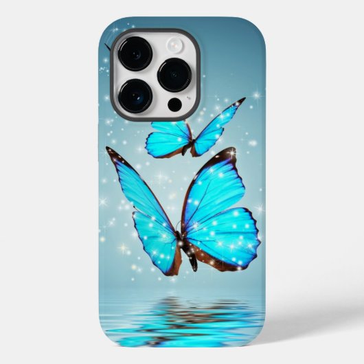 prachtige gladde blauwe vlinder Case-Mate iPhone case (Achterkant)