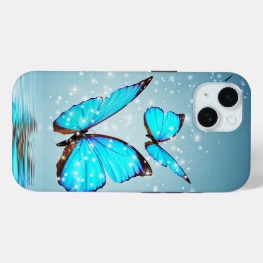 prachtige gladde blauwe vlinder Case-Mate iPhone case (Achterkant (horizontaal))