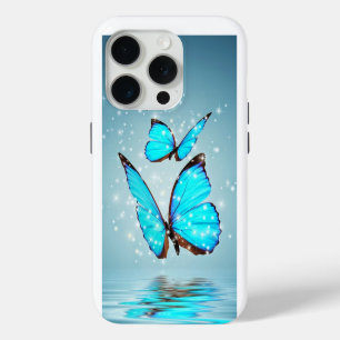 prachtige gladde blauwe vlinder iPhone 15 pro case