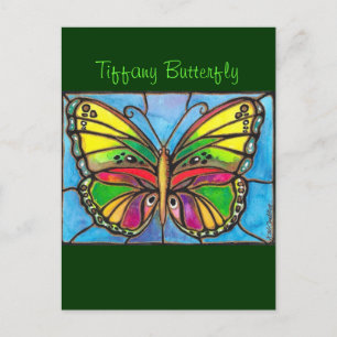 Prachtige Glas in lood Butterfly Waterverf Art! Briefkaart