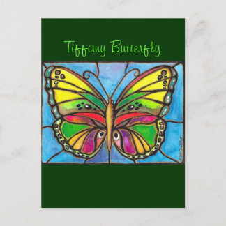 Prachtige Glas in lood Butterfly Waterverf Art! Briefkaart