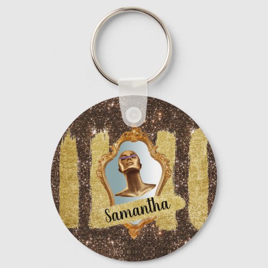 Prachtige Glitter Elegant Chic Glitter Sleutelhanger (Voorkant)